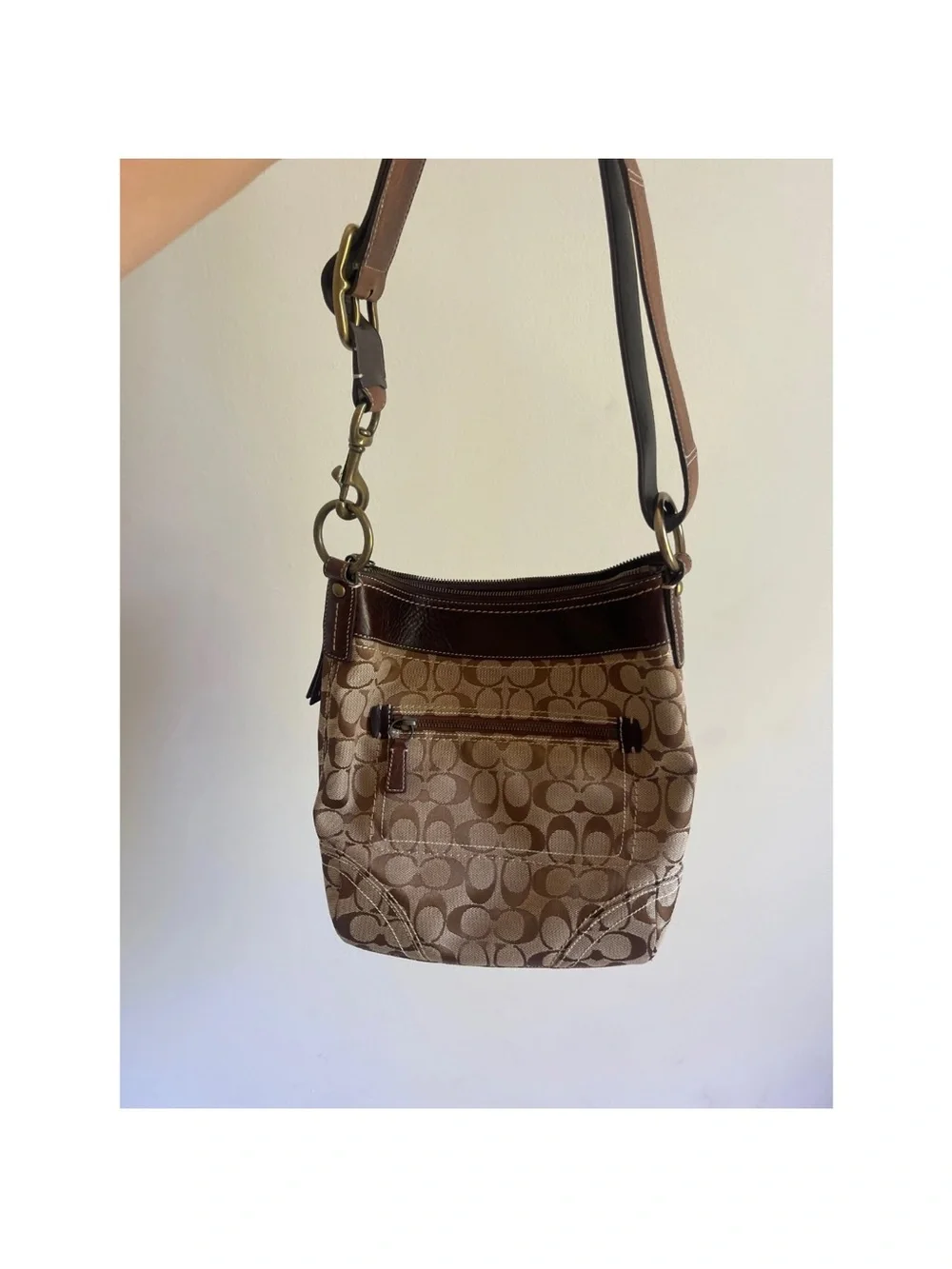 Coach Brown Signature Monogram Crossbody Shoulder Bag